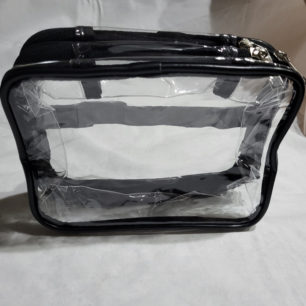 Clear Travel Toiletry Bag with Black Trim NWOT
